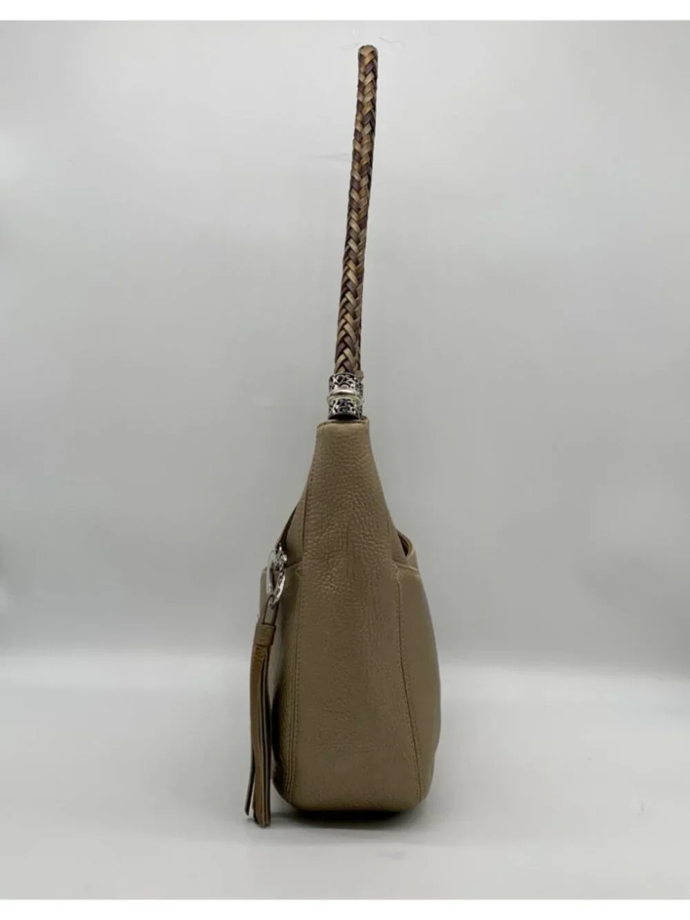 Brighton Barbados Zinc Pearl Pebbled Leather Hobo Bag
